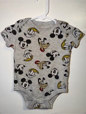 Disney Gray Mickey, Donald, Pluto Short Sleeve One-Piece